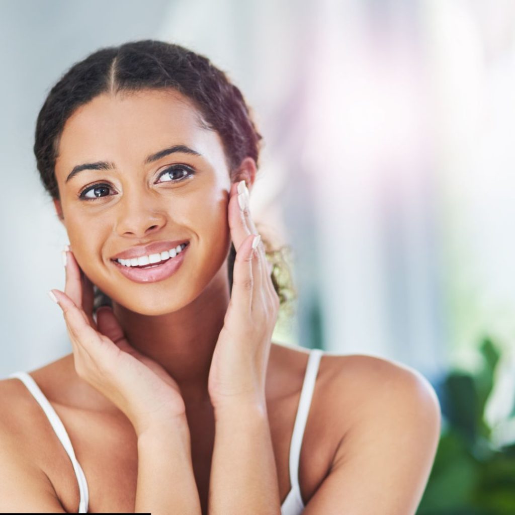 girl with uneven skin tone on her face